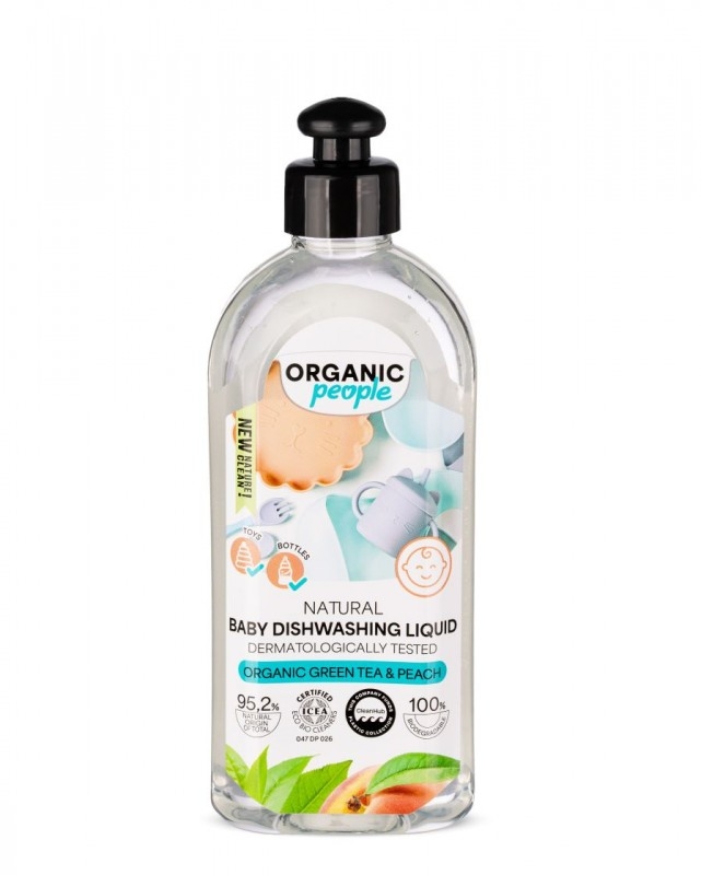 Organic People Detergent de Vase pentru Bebelusi, Ceai Verde si Piersica Bio - 350ml