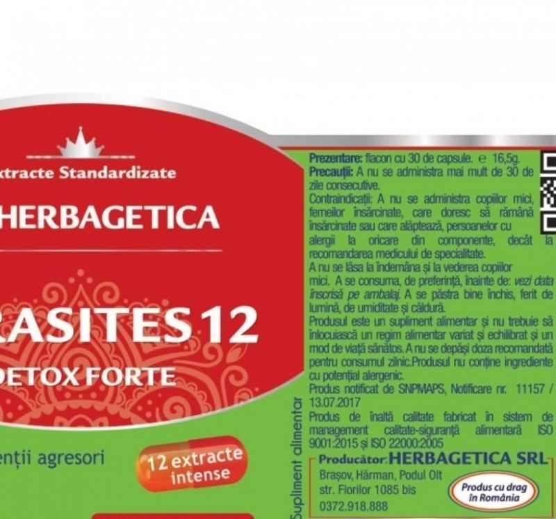 Parasites 12 Detox Forte, 30 capsule - HERBAGETICA