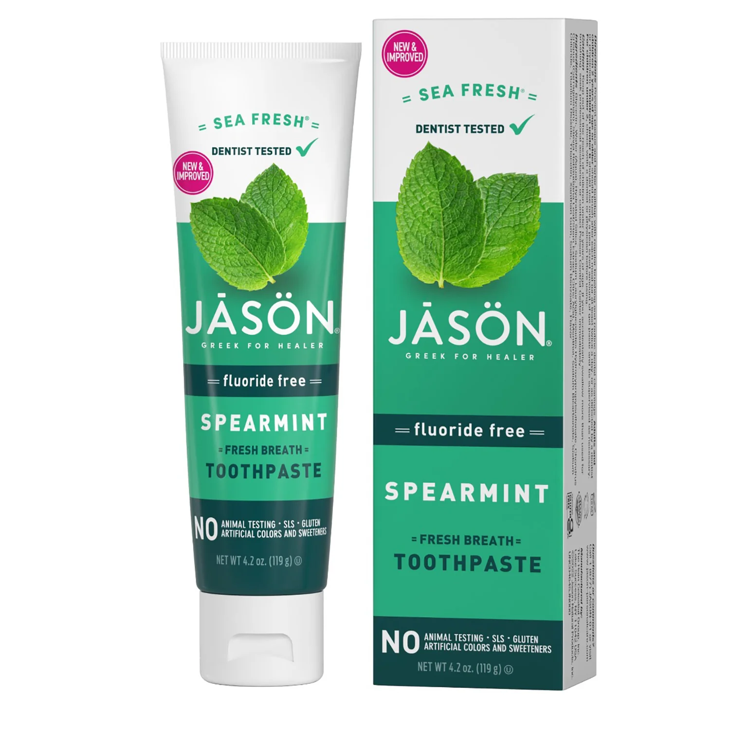 Pasta de dinti naturala cu menta verde, fara fluor, respiratie proaspata - JASON Sea Fresh