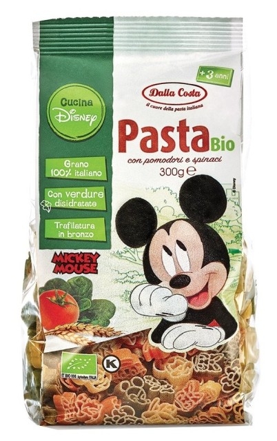 Paste bio Disney Mickey Mouse cu rosii si spanac, 300g - Dalla Costa