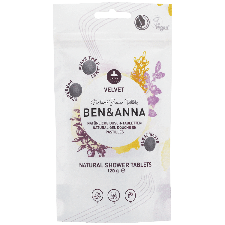 Pastile gel de dus natural vegan less waste VELVET, 120g - Ben   Anna