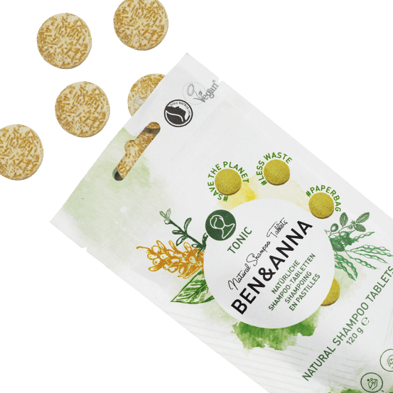 Pastile sampon natural vegan less waste TONIC, 120g - Ben   Anna