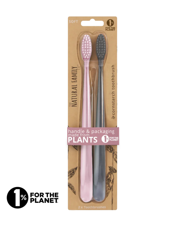 Periuta de dinti biodegradabila, set Rose Quartz, Monsoon Mist (roz, gri)  - Jack n' Jill
