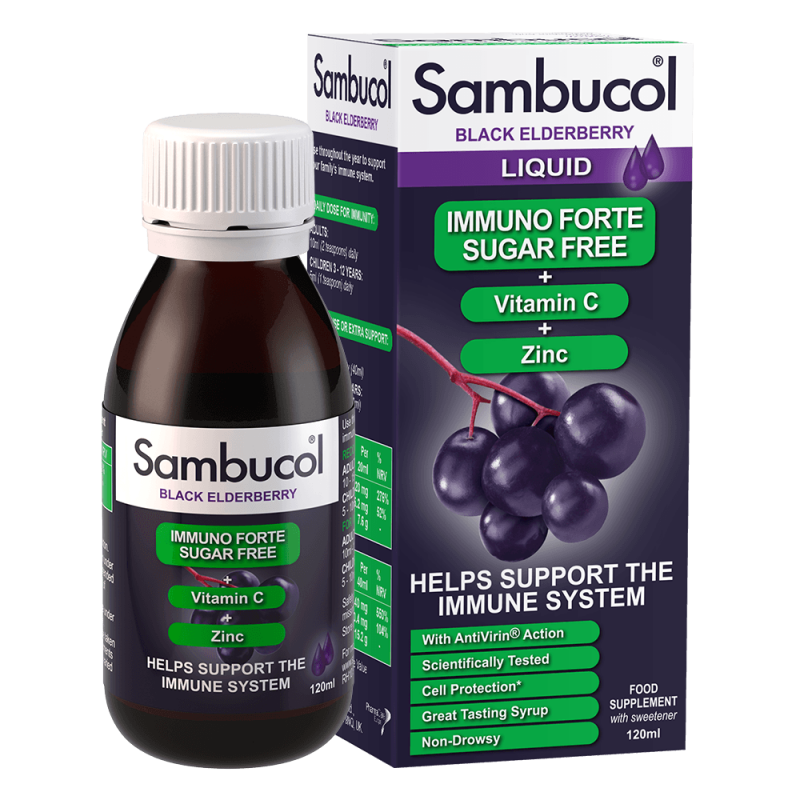 Sambucol Immuno Forte + Vitamina C + Zinc, FARA ZAHAR, sirop 120ml