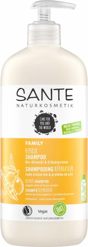 Sampon reparator cu ulei de masline si peptide din mazare, 500ml - SANTE NATURKOSMETIK