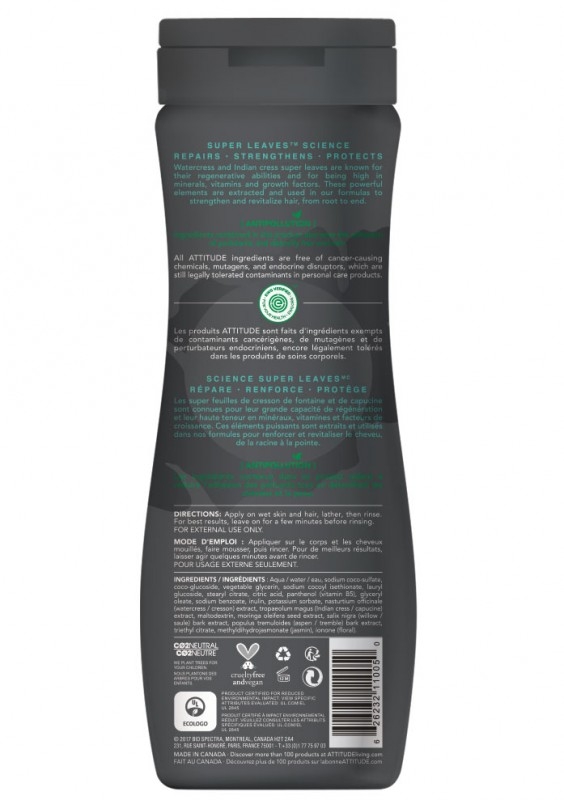 Sampon si gel de dus pentru barbati, ingrijire scalp, Superleaves 473 ml - ATTITUDE
