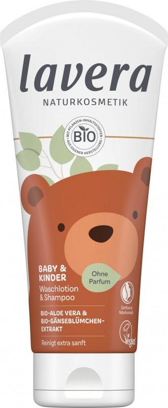 Sampon si gel de dus pentru bebe si copii, fara parfum, 200ml - LAVERA