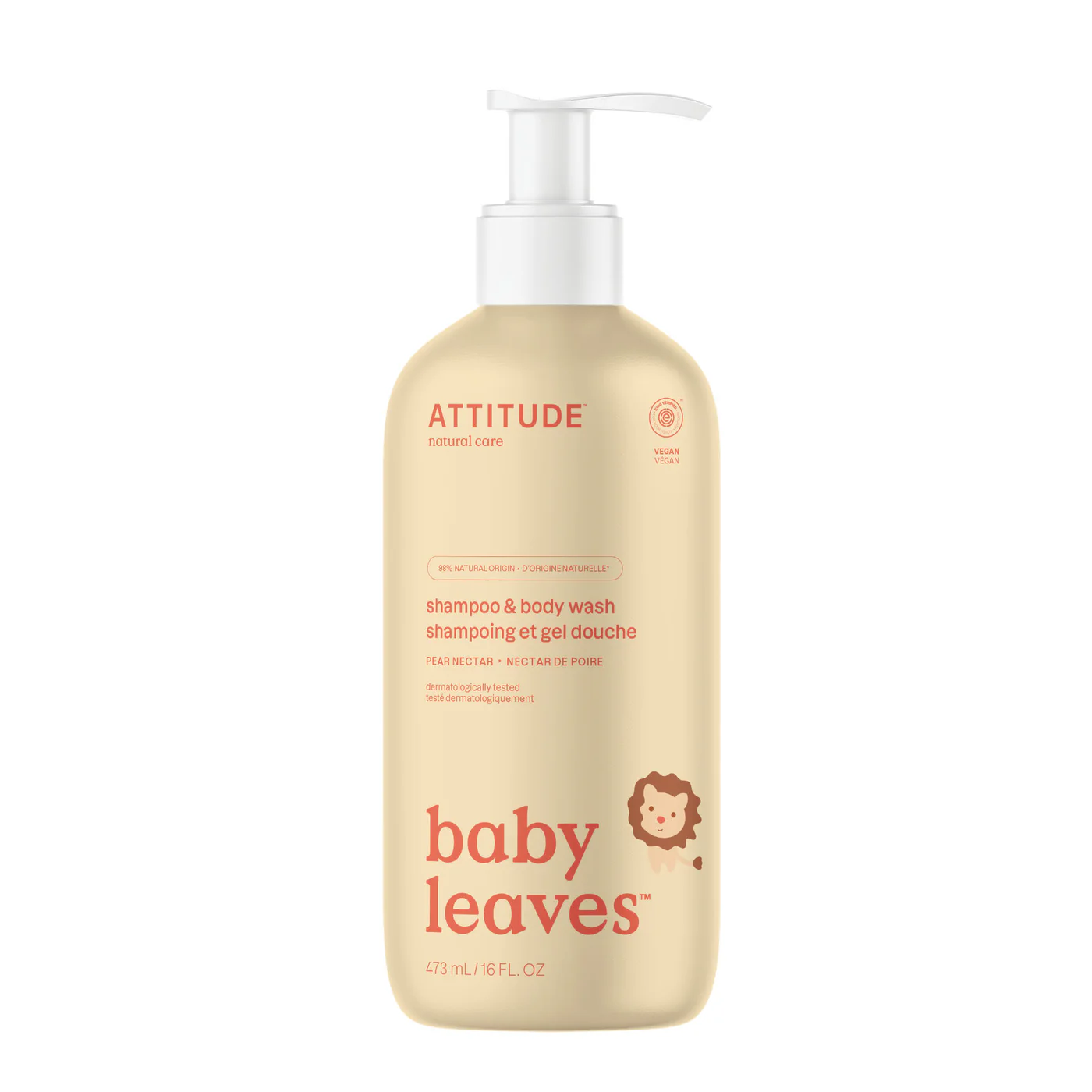 Sampon si gel de dus pentru copii Nectar de Pere, 473ml - ATTITUDE Baby Leaves