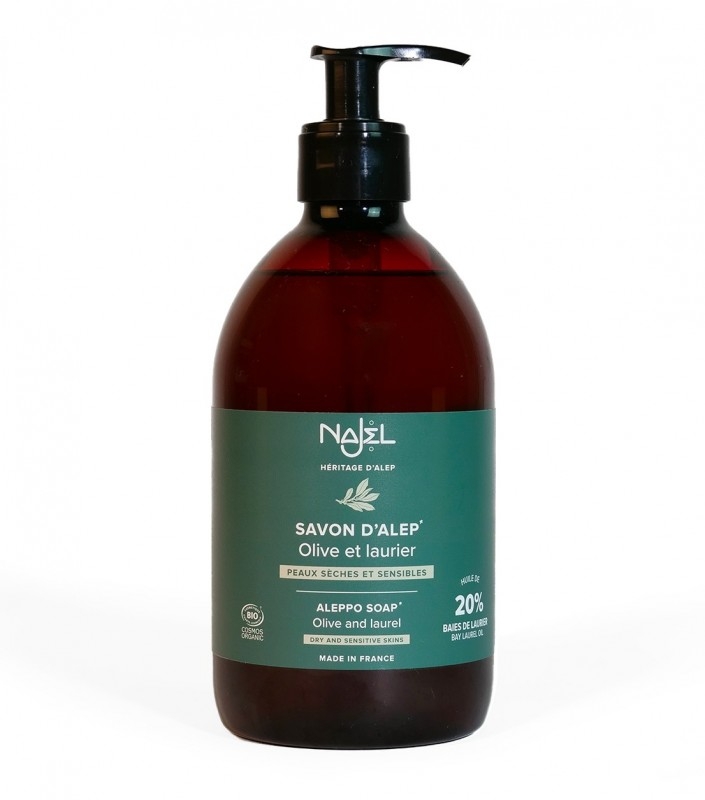 Sapun de Alep lichid BIO cu 20% ulei de dafin, 500ml - NAJEL
