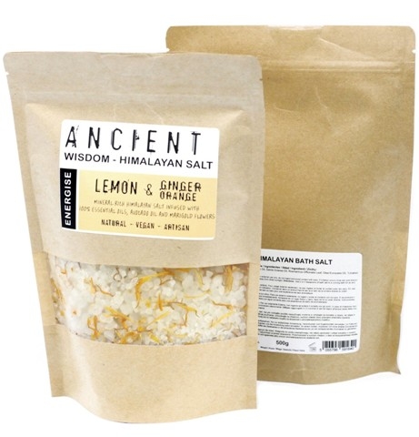 Sare de baie Himalaya cu ghimbir si citrice - Energise, 500g - Ancient Wisdom