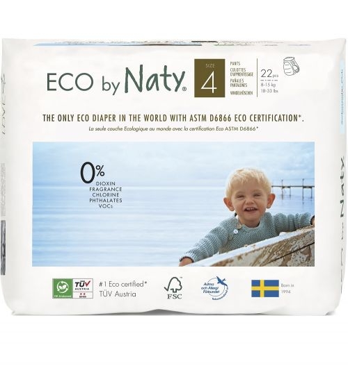 Scutece chilotel ecologice marimea 4 (8-15 kg), 22 buc - Naty