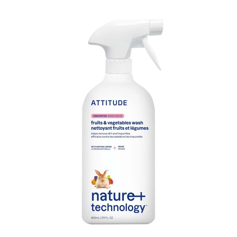 Solutie ecologica pentru curatat fructe si legume, 800 ml - ATTITUDE