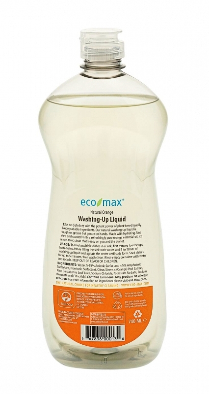 Detergent ecologic vase cu portocale si aloe vera, 740ml - ECOMAX