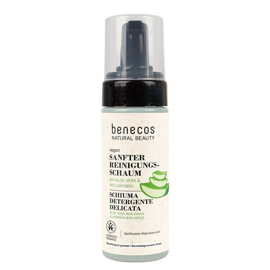 Spuma de curatare delicata cu aloe vera si lavanda bio, 150ml - Benecos