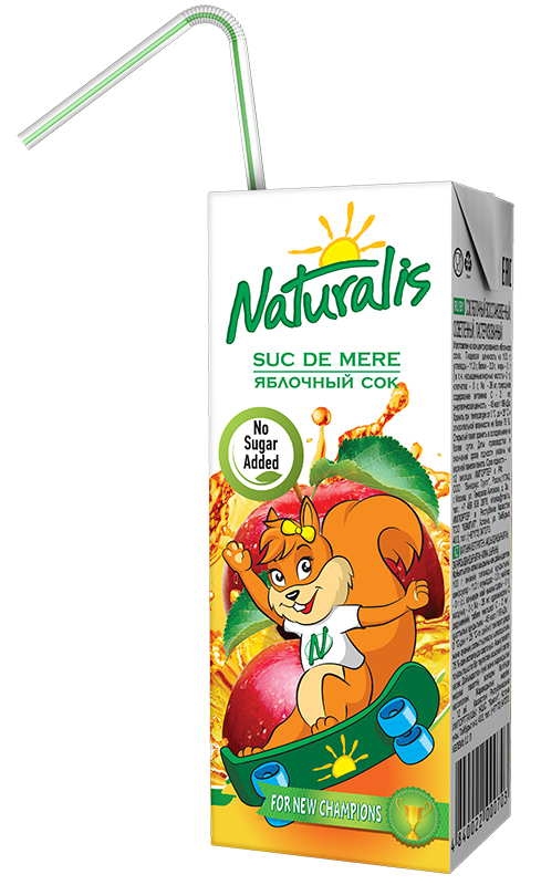 Suc natural de mere fara zahar, pentru copii, 200ml - Naturalis