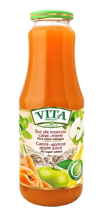 Suc natural de morcov-caise-mere, fara zahar, 1L - Vita Premium