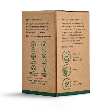 Tablete pentru igiena orala SPEARMINT (apa de gura), 180buc - Georganics