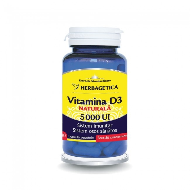 Vitamina D3 naturala 5000UI, 30 capsule - HERBAGETICA
