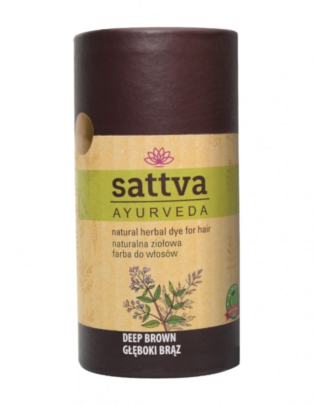 Vopsea Henna Saten Intens Deep Brown Sattva Ayurveda, Certificata Naturala, Curly Girl Approved, 150g