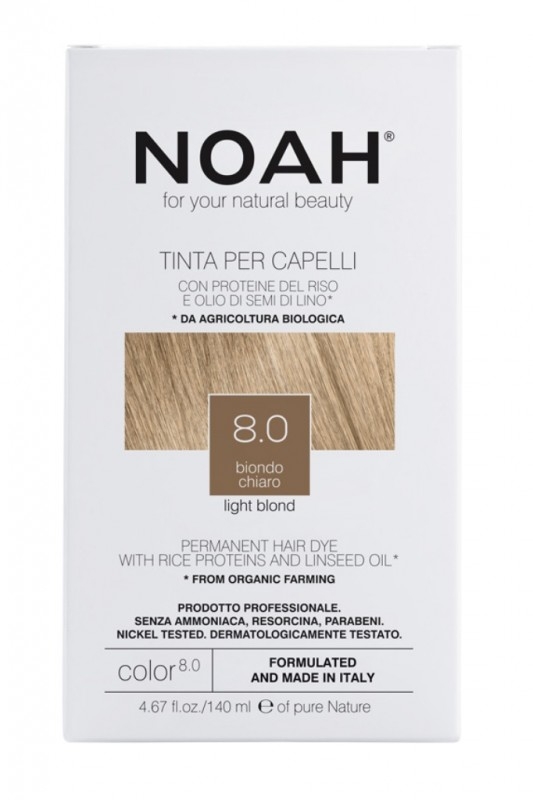 Vopsea de par fara amoniac si resorcinol, Blond Deschis 8.0 - NOAH