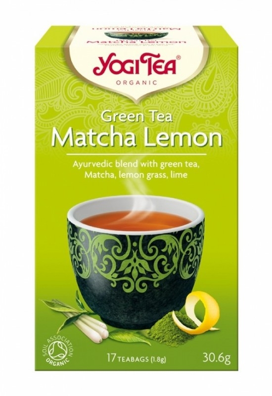 Yogi Tea Green Tea Matcha Lemon, ceai ayurvedic BIO cu ceai verde, matcha, lemongrass si lamaie