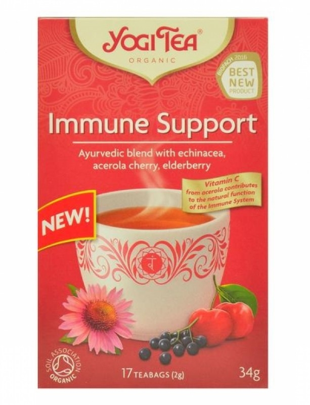 Yogi Tea Immune Support, ceai ayurvedic BIO cu echinacea, acerola si macese