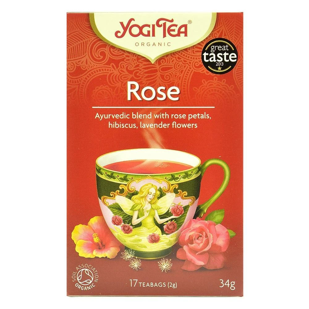 Yogi Tea Rose, ceai aurvedic bio cu trandafiri, hibiscus si lavanda