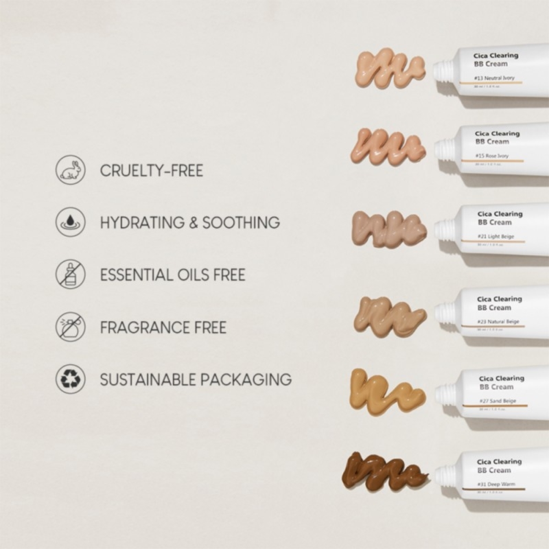 Cica Clearing BB Cream 21 Light Beige, crema coloranta fata, 30ml - Purito