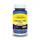 CALCIU + D3 cu vitamina K2, 60 capsule - HERBAGETICA