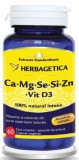 Ca+Mg+Se+Si+Zn cu Vit D3 Complex Forte, 60 capsule - HERBAGETICA