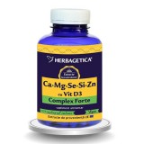 Ca+Mg+Se+Si+Zn cu Vit D3 Complex Forte, 120 capsule - HERBAGETICA