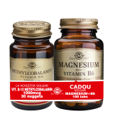 Metilcobalamina Vitamina B12 1000µg (30 tb) + CADOU Magnesium cu B6 (100 tb) - Solgar