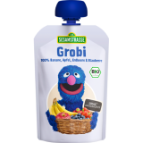 Piure bio pentru copii din banane, mere, capsuni si afine Grobi, 100g - SesameStreet