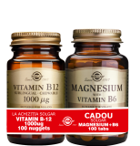 Vitamina B12 1000µg masticabila (100 tb) + CADOU Magnesium cu B6 (100 tb) - Solgar