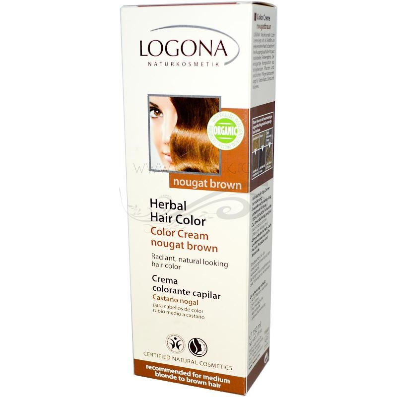 DELISTAT Vopsea de par crema 100% naturala, Nougat Brown - LOGONA
